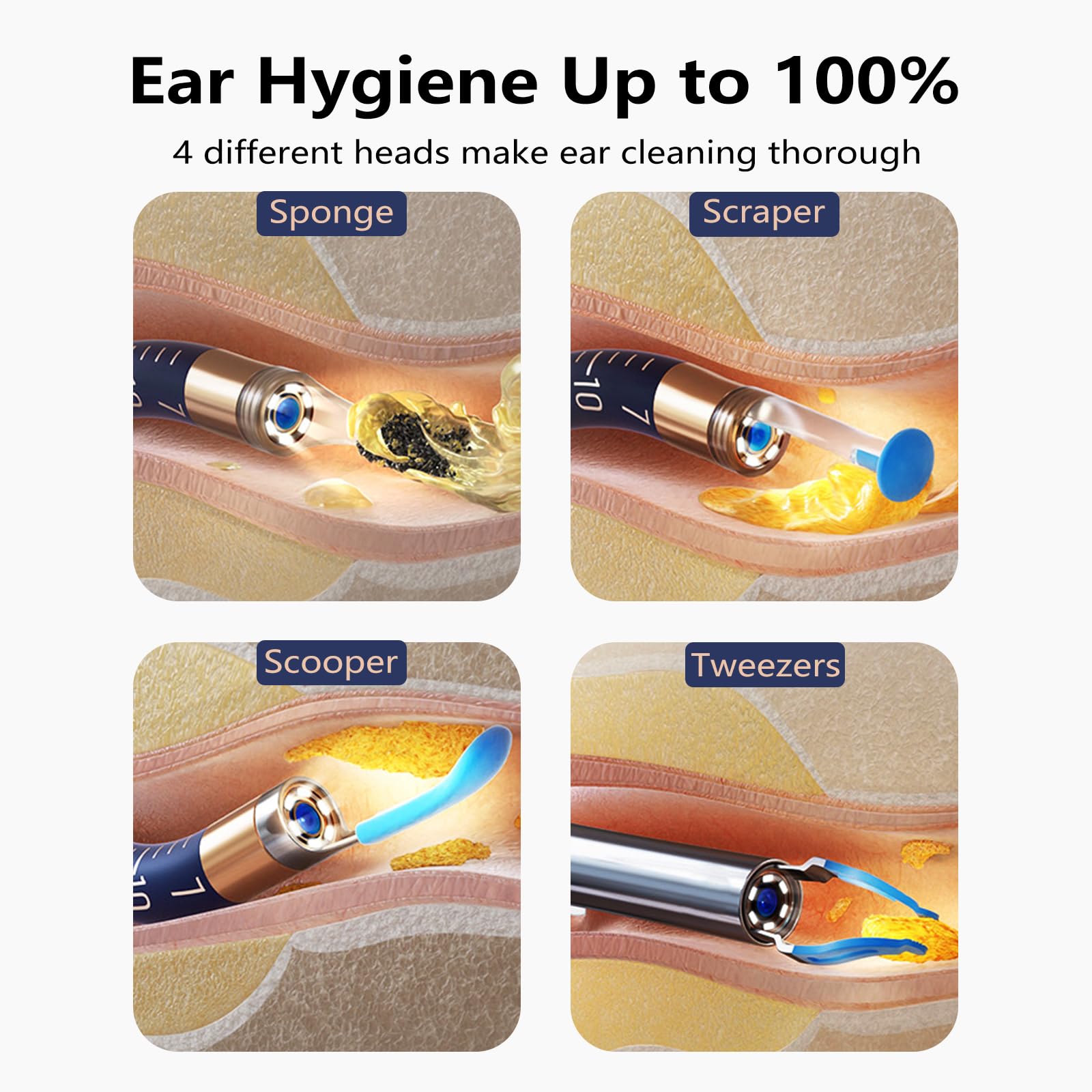 Upgrade Earsight Ohrenschmalz Entfernung Kamera Licht Tool Set, Ohrenreiniger mit flexiblen drahtlosen Otoskop, Otoscope Sans Fil Flexible, Pince à épiler Visuelle Indolore