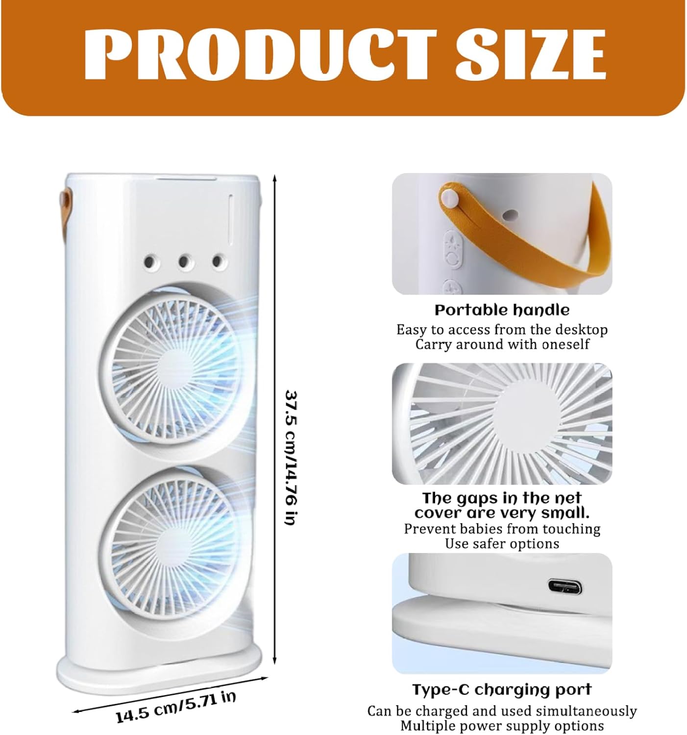 Desk Fan with 3 Speeds, USB Remote Control Dual Fan with Spray & Shaking Head, Quiet Operation, Compact & Portable Table Fanner for Kitchen Bedroom Home Office.