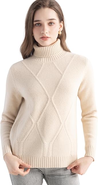 Chanyarn Womens 100% Cashmere Sweater Turtleneck 2025 Fall Winter Long Sleeve Cable Top Solid Slim Soft Knitted Pullover
