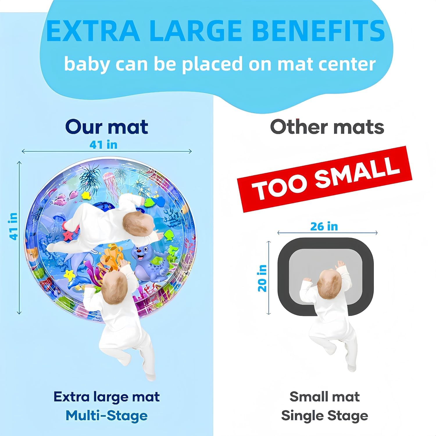 100 * 100 Baby Kids Water Play Mat Toys Inflatable Tummy Time Leakproof Water Play Mat, Fun Activity Play Center Indoor and Outdoor Water Play Mat for Baby (Water Play Mat (100 * 100) 4