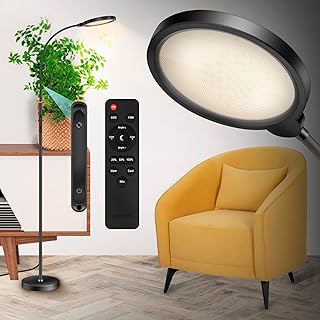 LED Floor Lamp, Flexible Gooseneck Floor Standing Reading Light Dimmable with Remote, Bright Adjustable Height Lighting for Living Room Bedroom Office Dorm Study, 3000K-6000K, Modern Black