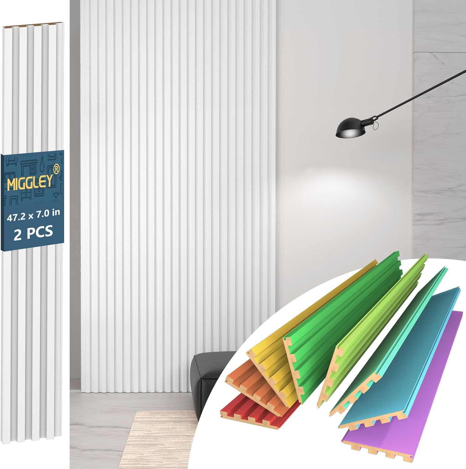 MDF Board Slat Wall Panels, Slat Wall Paneling for Home Living Room Decor, Decorative 3D Accent Panel, Paneles Decorativos para Pared 3D, Soundproof Sound Dampening Absorbing Noise Reducing 2PCS - 47 * 7 inch Slat