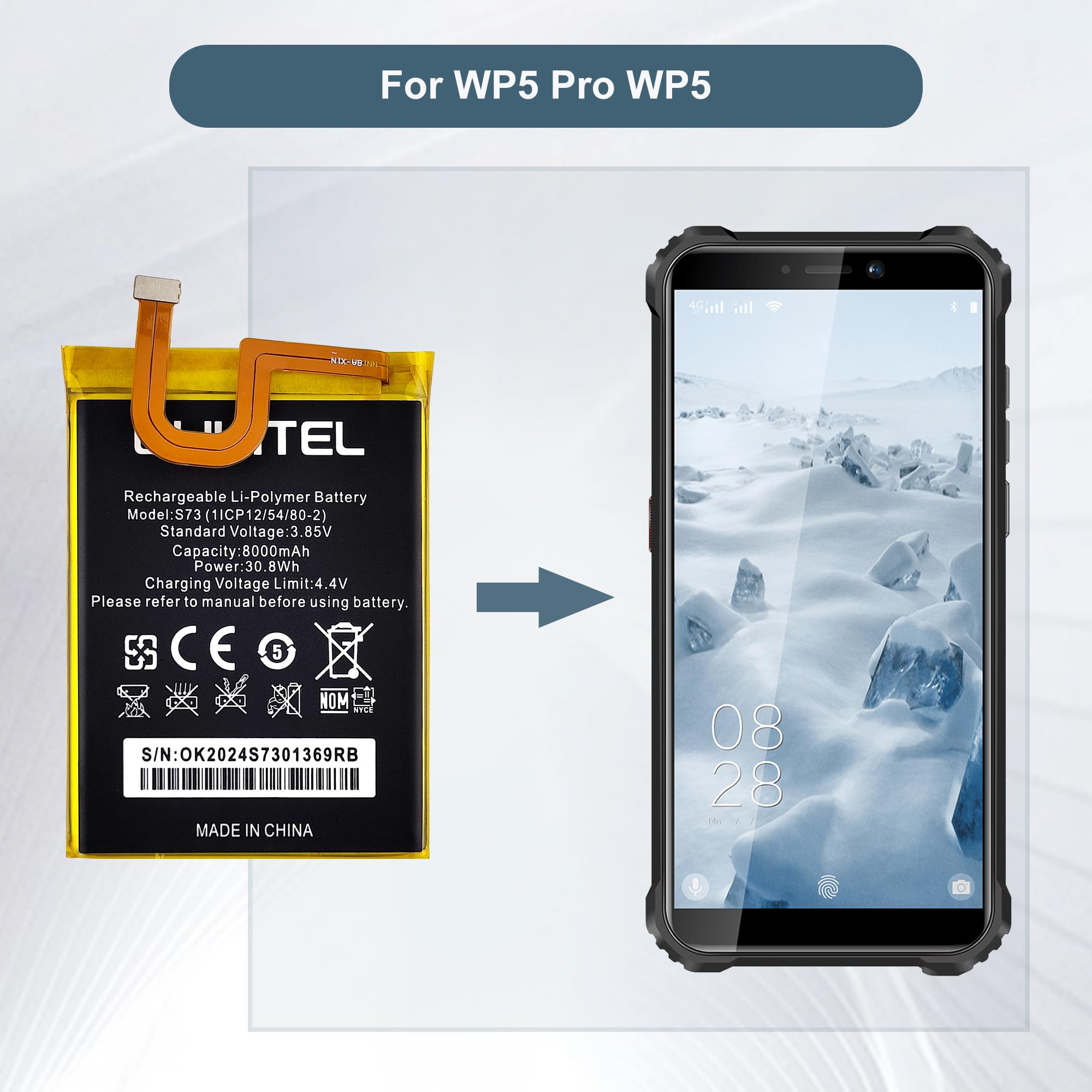 Akumulator zastępczy S73 kompatybilny z Oukitel WP5 Pro WP5 z narzędziami