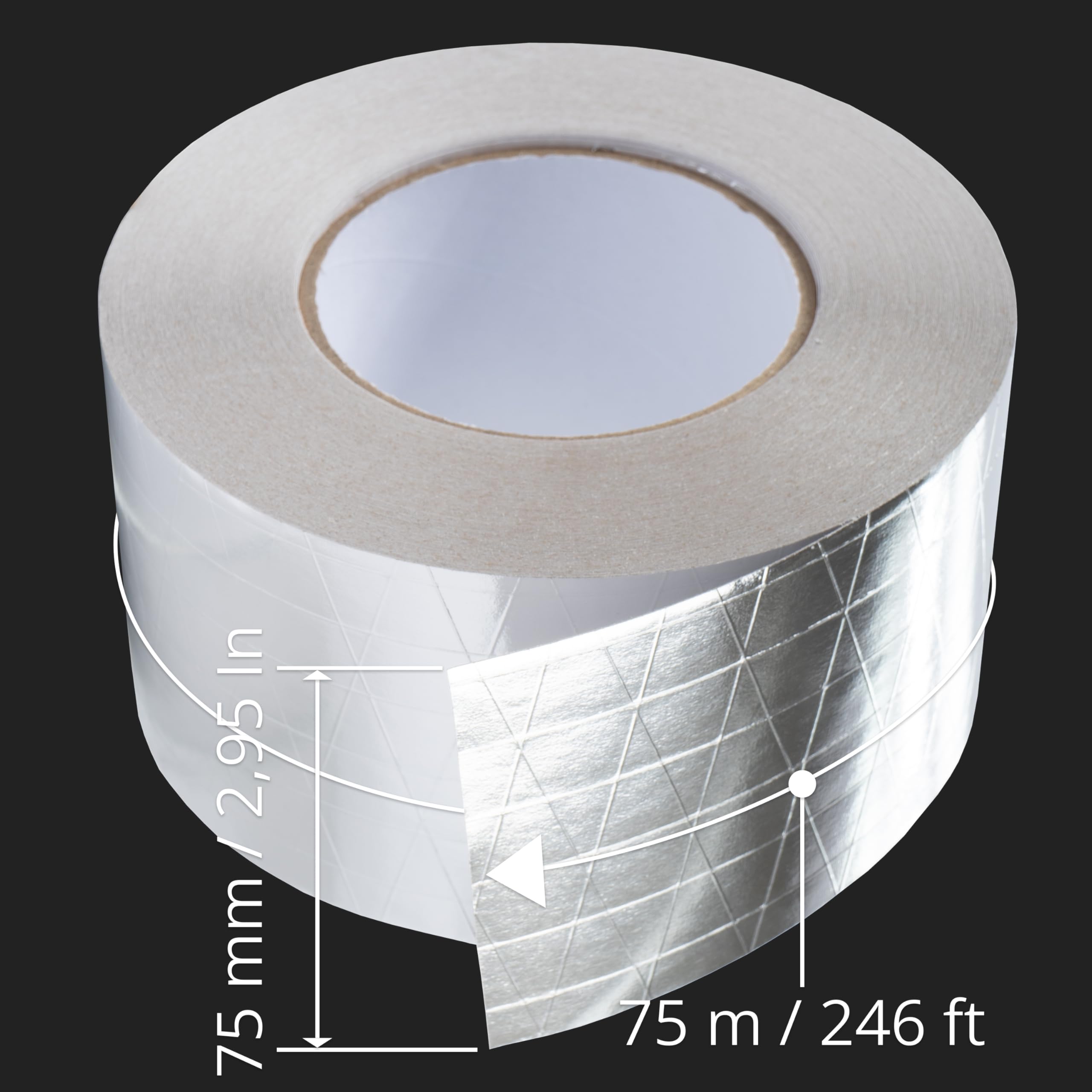 Repa Market 75 mm x 50 m di nastro in alluminio con rete – forte colla isolante in metallo, resistente all'acqua, resistente alle temperature per HVAC, aperture di ventilazione, canali, perdite di