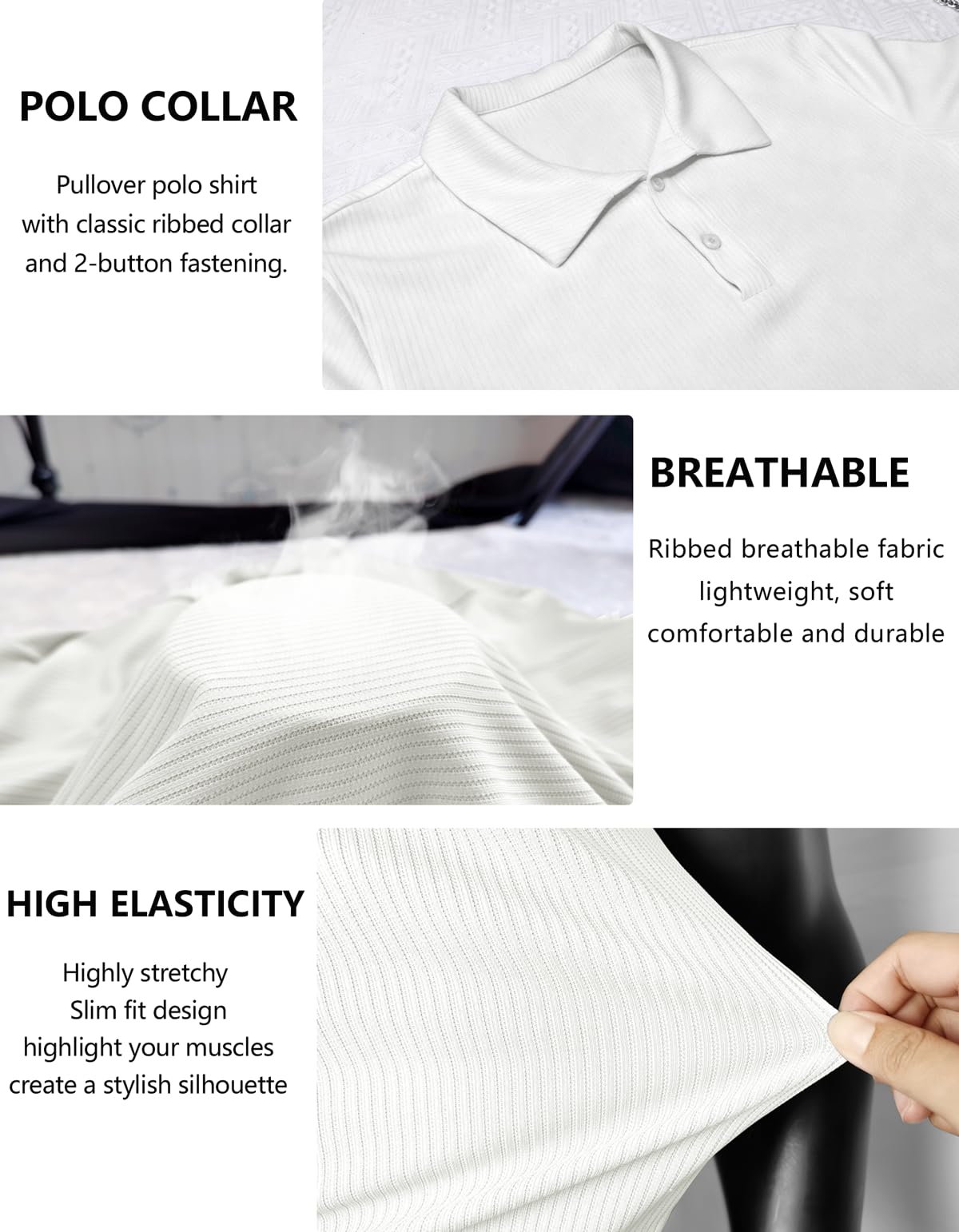 Uomo Polo Sport Slim Fit,Casual a Maniche Lunghe e Corte T-Shirt,Golf vestibilità Muscolare