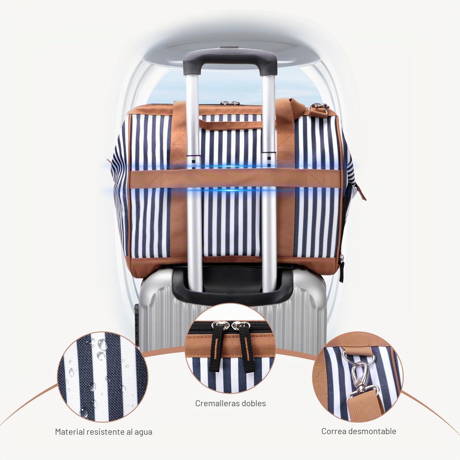 Lekesky Bolsa de Viaje Weekender Señoras, Bolsa de Deporte con Compartimento para Zapatos, Diseño de Gran Apertura para Viajes Cortos, Avión, Hospital, Playa