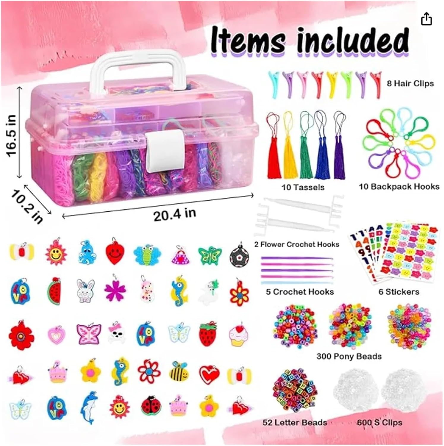 Rubber Band Bracelet Kit Boxed! DIY Handmade Rubber Bands Loom Weaving Tool Box Bracelet Kit Pendant for Children Knitting Elastic Art Crafts Beaded Toys(40grid)