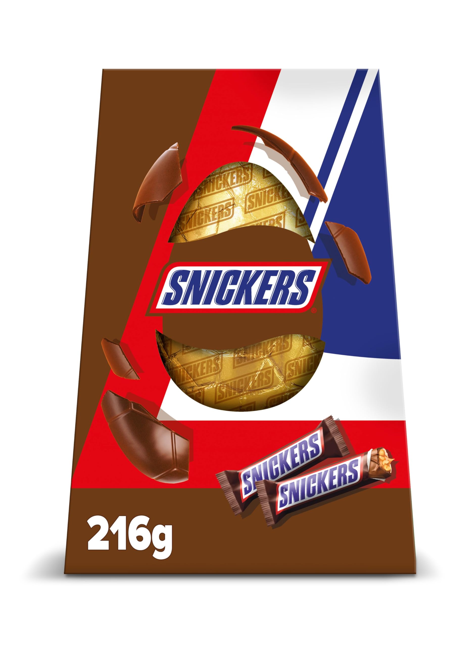 Snickers Extra Large Easter Egg 216g – Milk Chocolate Easter Egg with Two Snickers Bars, Peanut, Caramel & Nougat, Easter Chocolate Gift, Egg Hunt & Sharing Treat