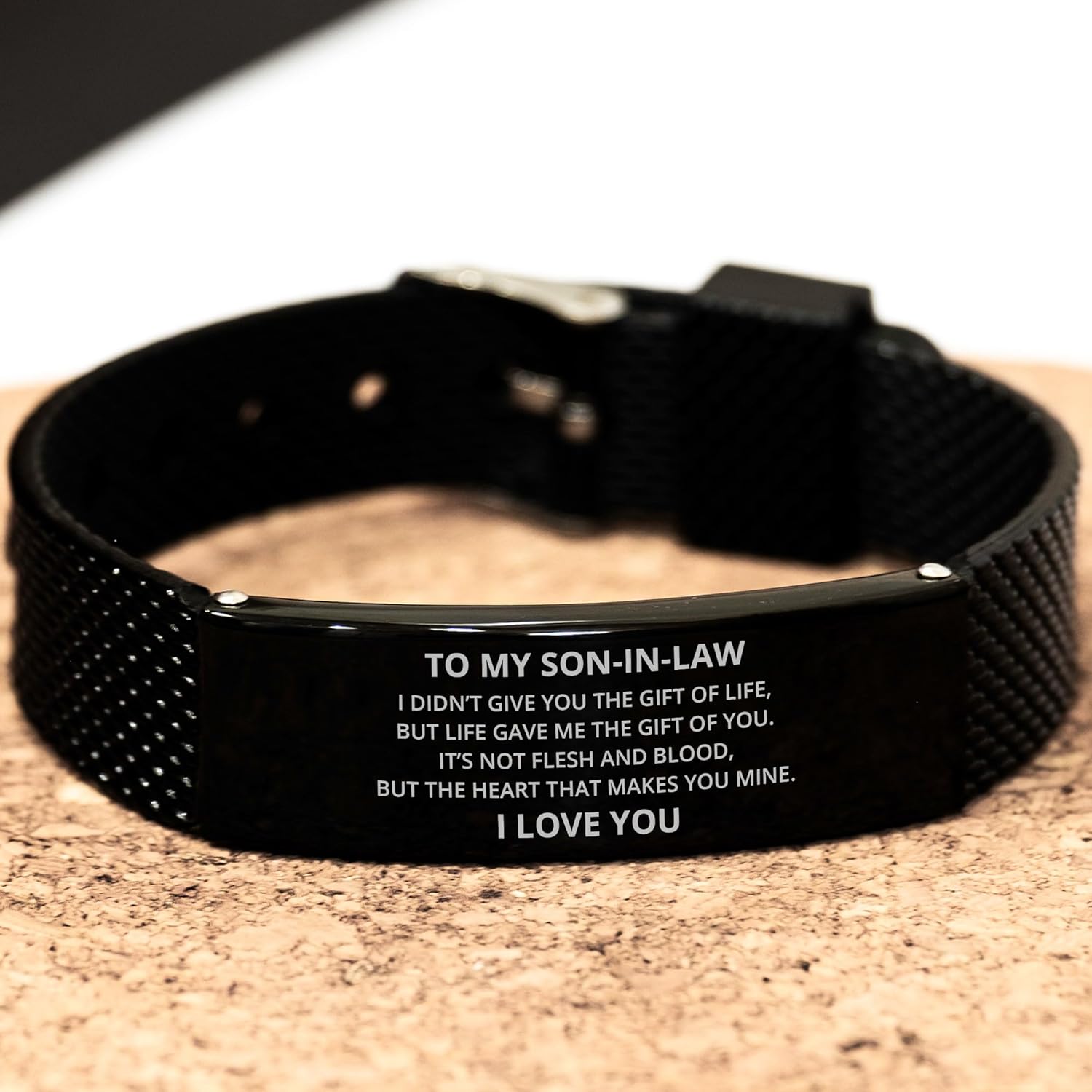 to My Son-in-Law Black Shark Mesh Bracelet, I Didn't Give You The of Life, Best Birthday Gifts, Graduation Gifts, Inspirational Gifts for Men Women