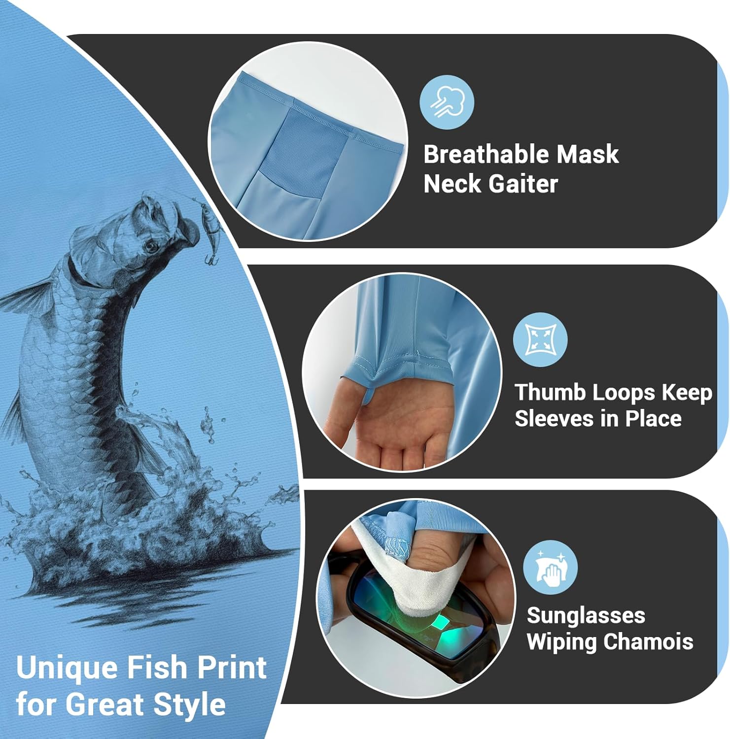 Palmyth Fishing Hoodie for Men UPF 50+ Sun Protection Long Sleeve UV Shirts Breathable Quick-Dry - Image 5