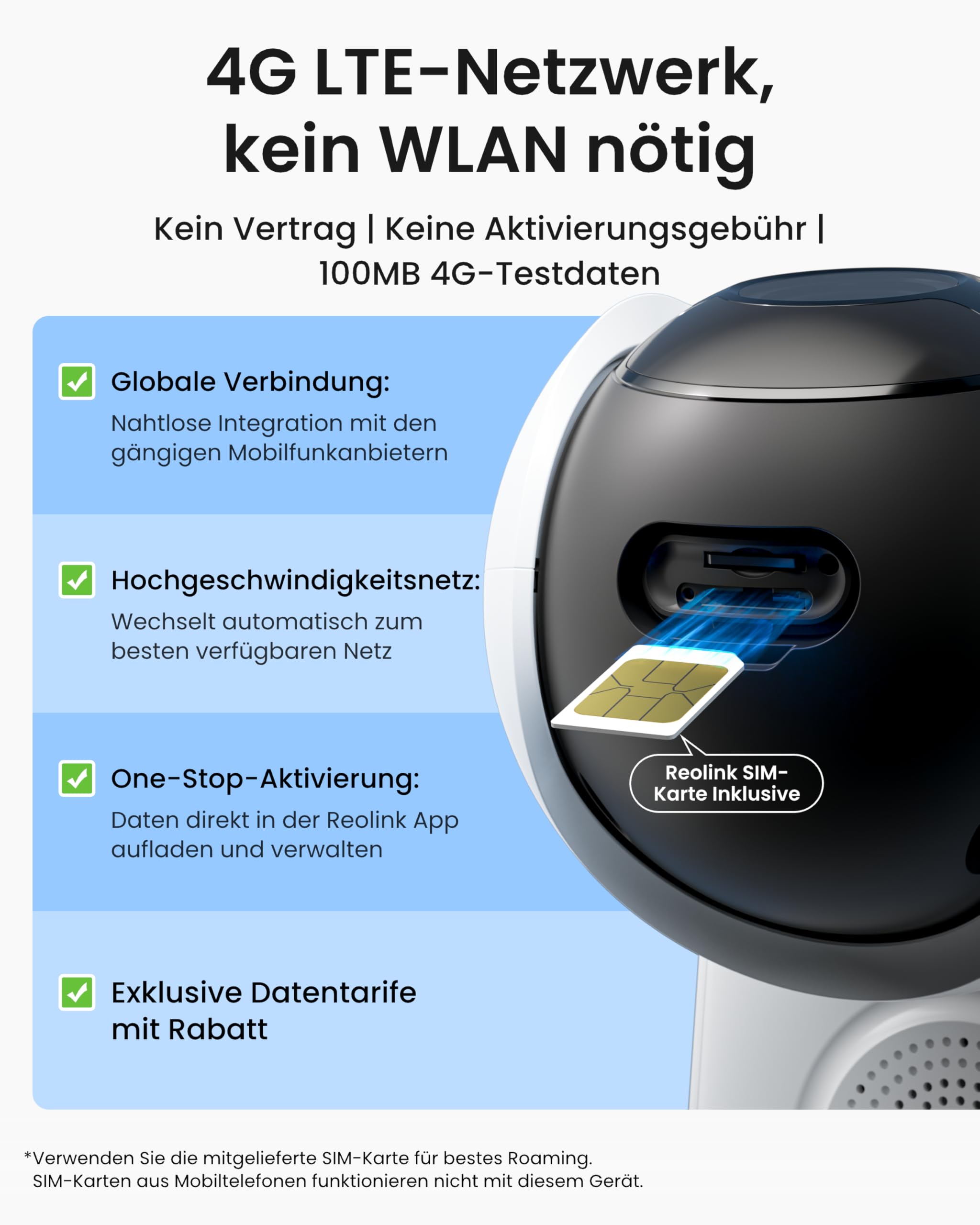 Reolink 4G LTE Überwachungskamera mit SIM Karte, 360° Auto-Tracking, 20000mAh Akku, Voraufzeichnung, ColorX-Nachtsicht, 4MP PT LTE Kamera Outdoor ohne WLAN, KI Erkennung, Altas Go PT+12W Solarpanel