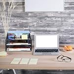 Samstar Mesh Desk File Organizer Letter Tray Holder, Desktop File Folder Holder with 3 Paper Trays and 2 Vertical Upright Section, Black.
