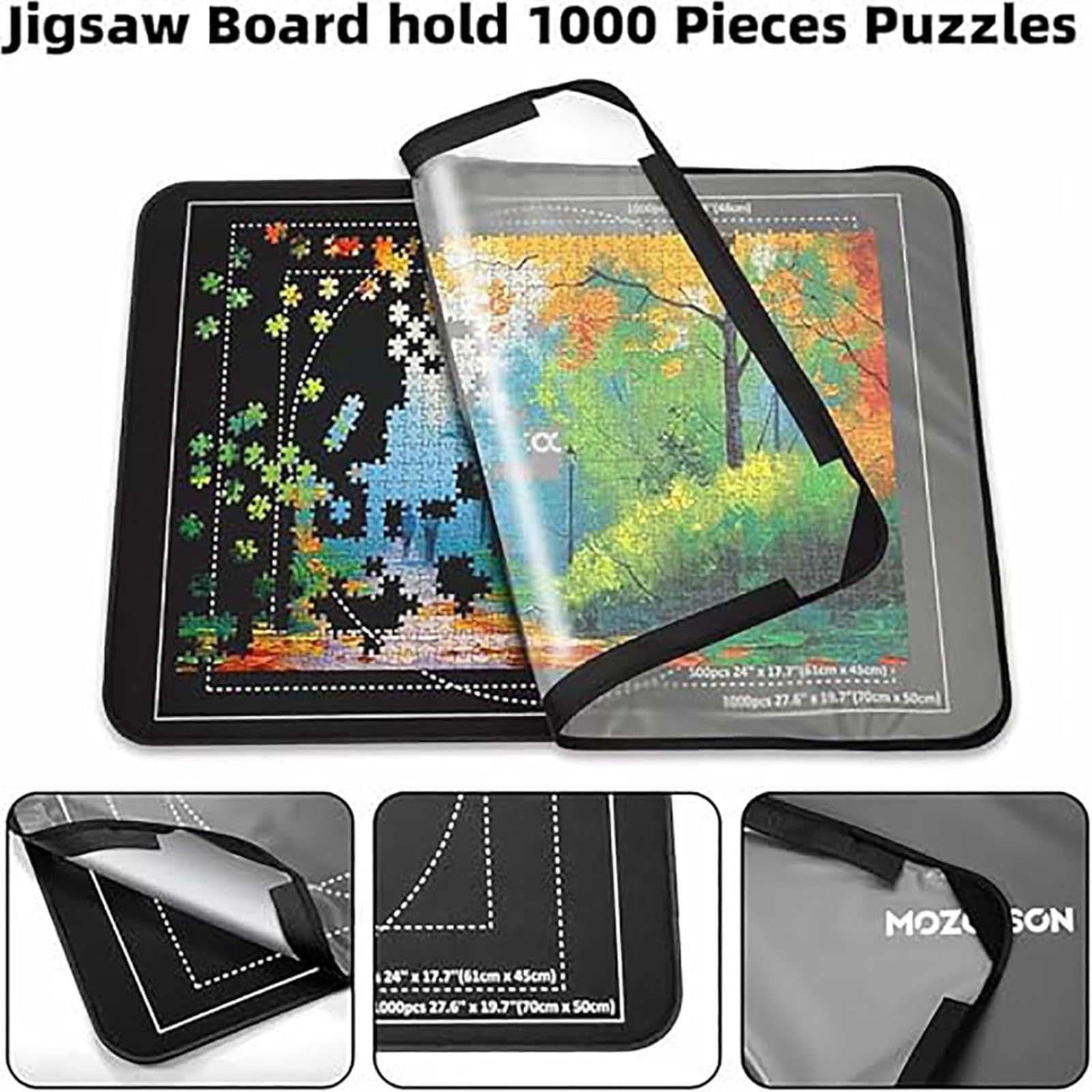 Tappetino per puzzle pieghevole in feltro da 1000 pezzi, tappetino per puzzle con cassetti, kit di accessori per puzzle portatili, vassoi per smistamento del supporto, unici per adulti green