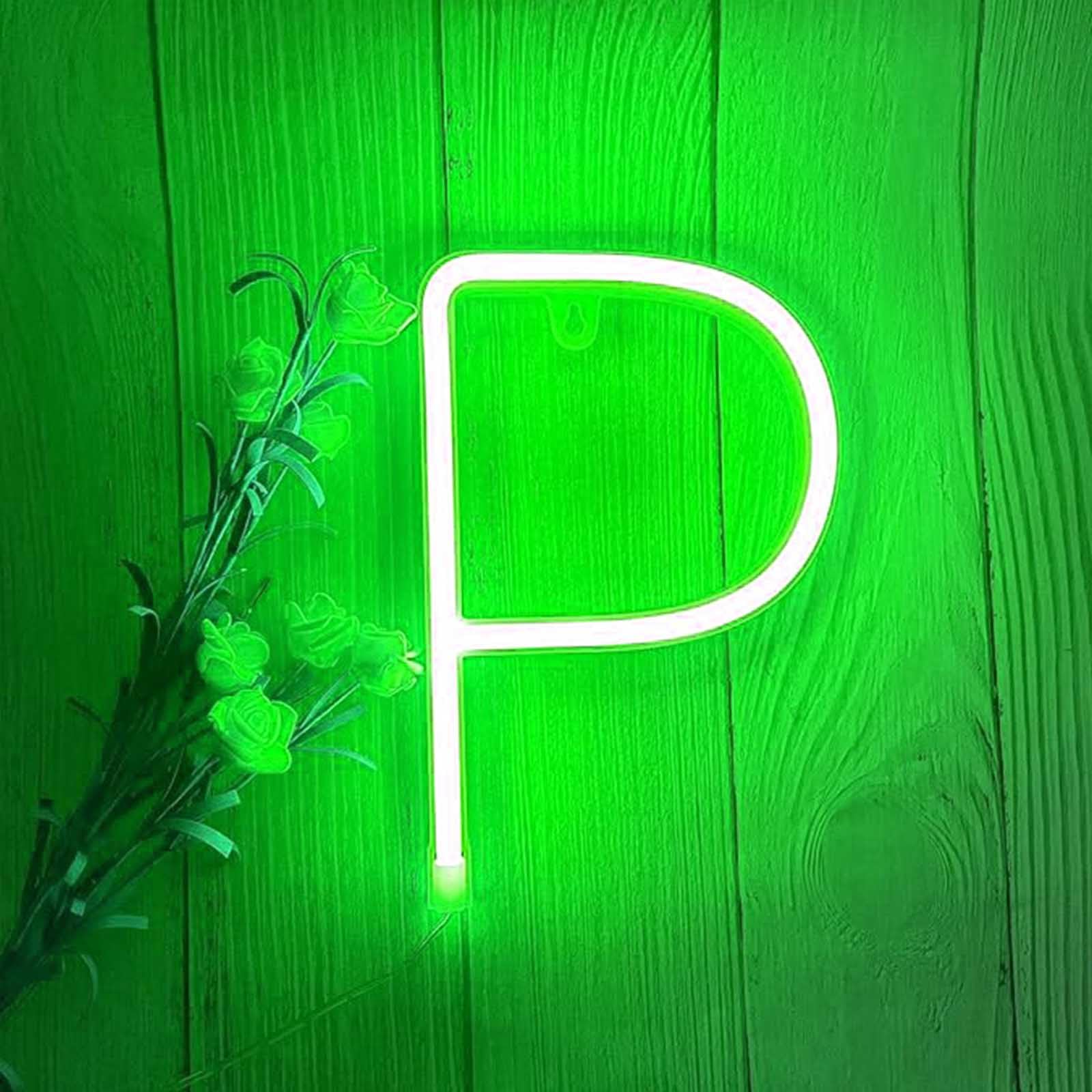 Green Neon Light for Personal & Commercial Use - 3AA Battery/USB Powered LED Sign for Holiday Retail DIY Projects（Letters P） — image 1