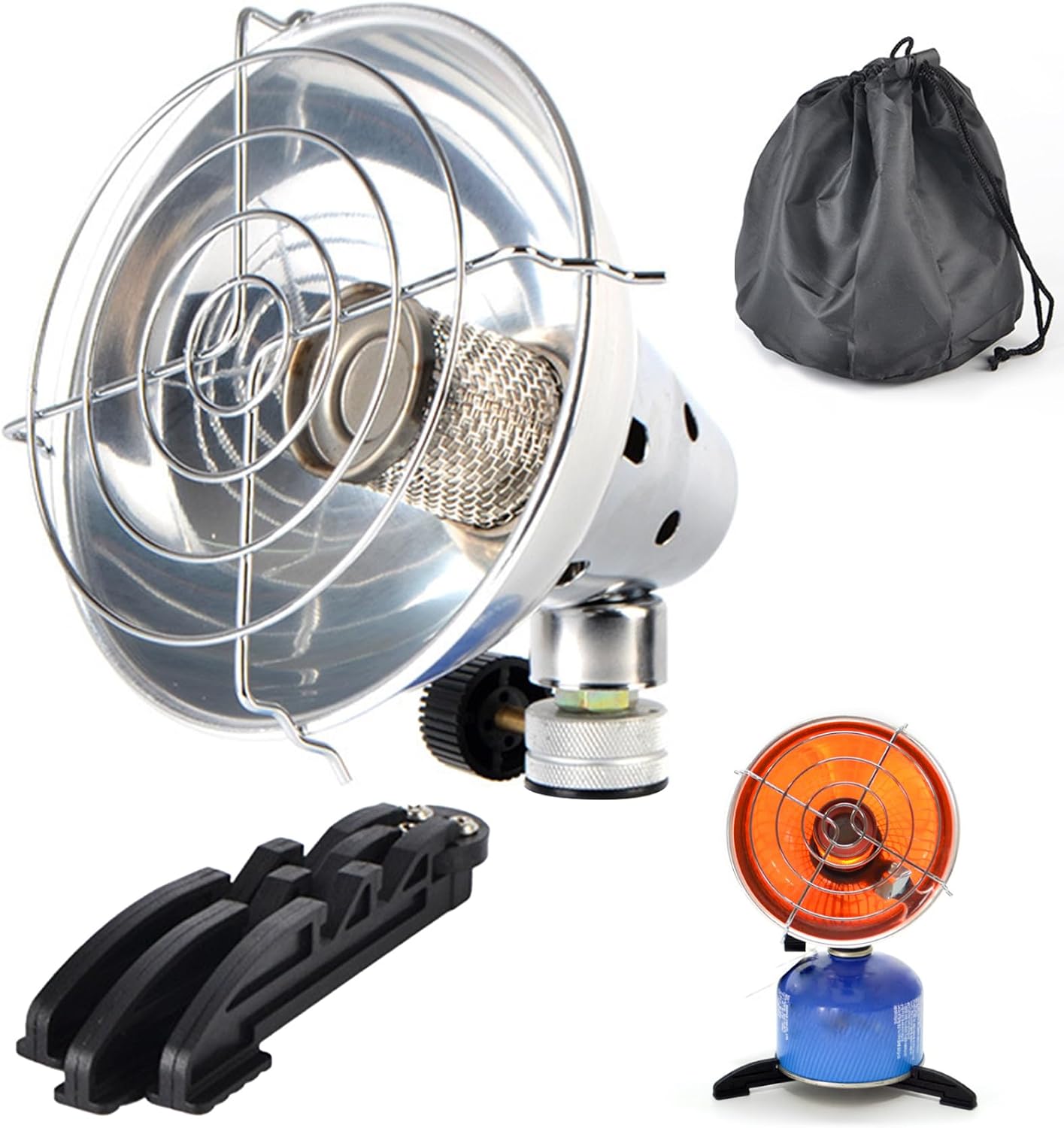 Portable Butane Heater, Gas Heater with Control Valve, Foldable Base and Storage Bag Outdoor Tent for Camping, Ice Fishing, Garage, Porch