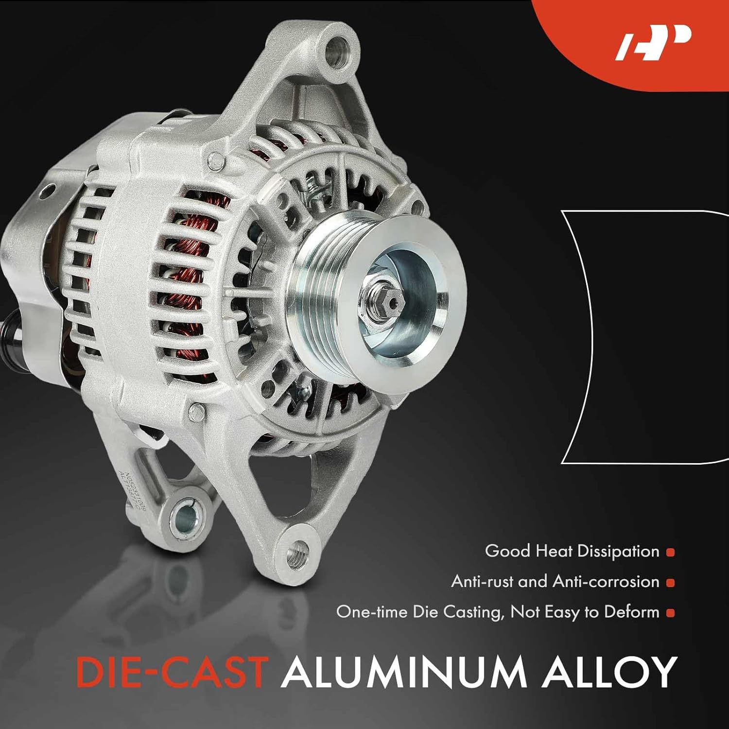 A-Premium Alternator Compatible with Jeep Wrangler 2001-2002, TJ 2001-2002 & Dodge Dakota 2001-2002, 2.5L, 12V 117A 6-Groove Pulley Clockwise, Replace# 56028686AA, 1210003800