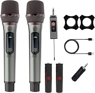 DIGIMORE Wireless Microphone for Singing 6Hrs Battery 160ft Range Type-C Charging 2400MHz Cordless Mic for House Parties, Outdoor Party, Singing, Classroom, Chruch (D-350)