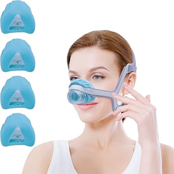 4 Pack Nasal CPAP Mask Liners Compatible with Large Size N20 Nasal Mask Cushions. Enjoy Silky Comfort, Reducing Facial Redness and Pressure Marks for Enhanced Comfort Ice Blue Large