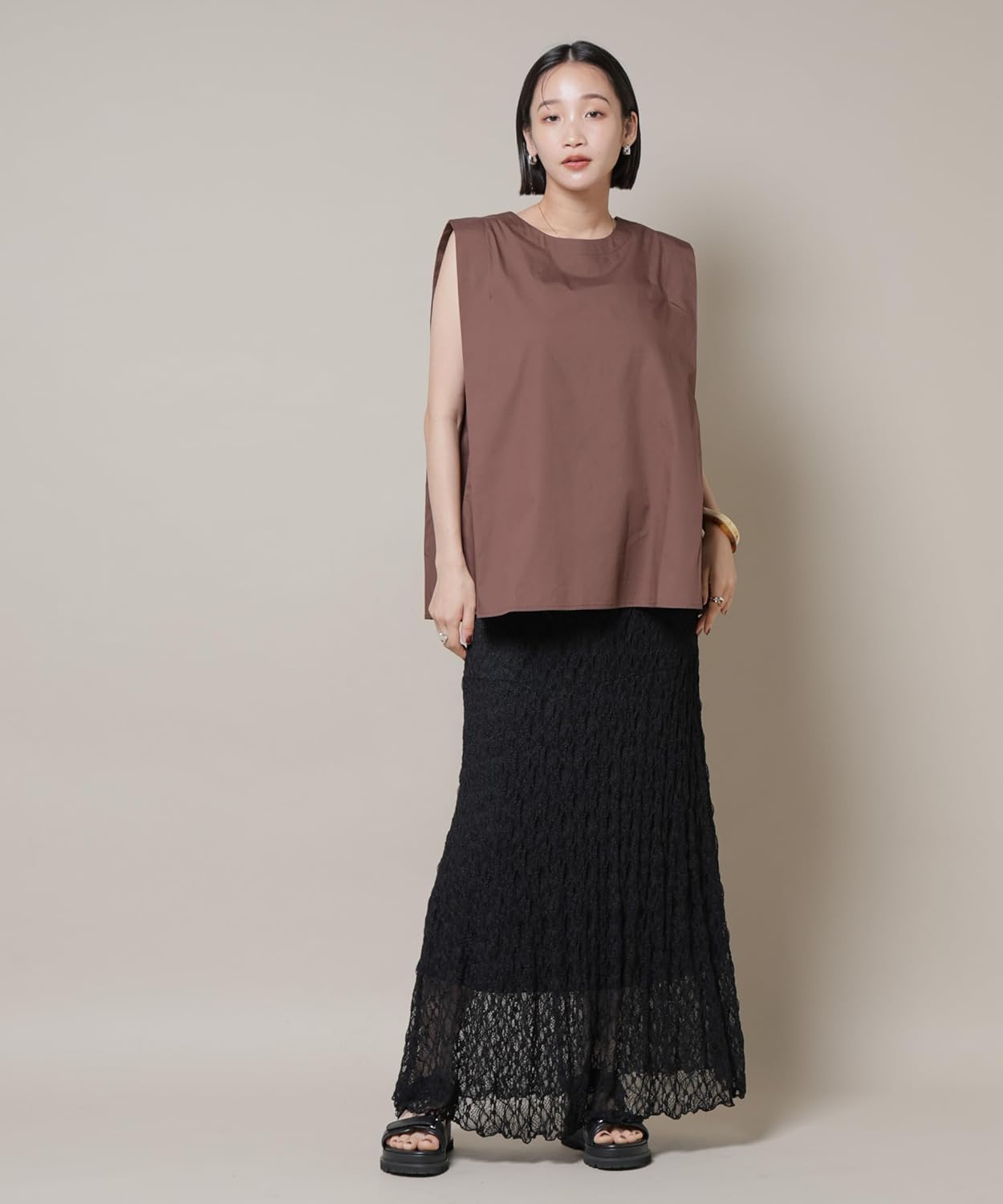 [ナノ・ユニバース] シアー レース フレアスカート (セットアップ可) レディース 673-5230305