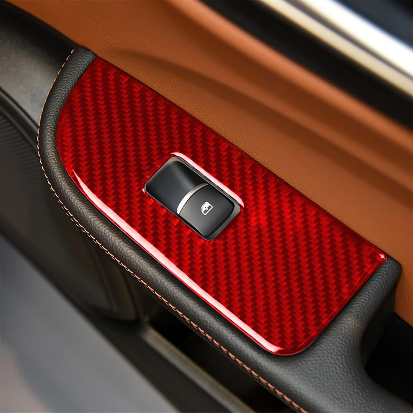 Romeo Giulia 2017-2019 Alfa Compatible with Car Interior Self Adhesive Dashboard Carbon Fiber Red Sticker A11 (Door Lift Panel)
