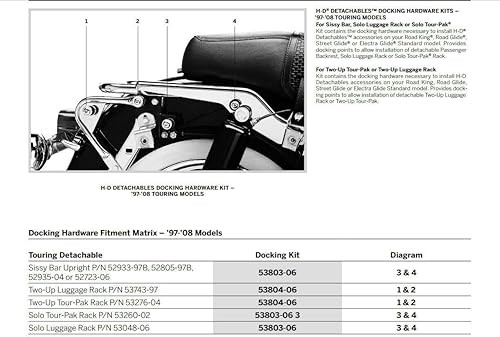 Miniatura 7 de TCT-MT - Kit de montaje para moto, maletero y respaldo, compatible con Harley Tour Pak 1997-2013 Touring Road King Glide FLHR FLHT Electra