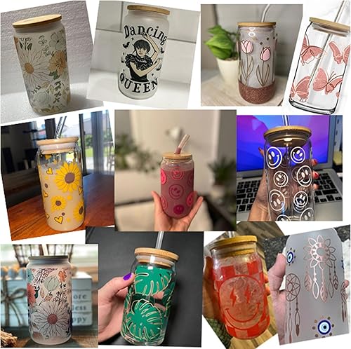 Miniatura 5 de 10 calcomanías de transferencia UV DTF de Halloween, impermeables, para tazas de 16 onzas, tazas de vidrio para café helado, calcomanías de