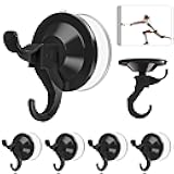 5 Pack Suction Cup Hooks, Black Suction Cup Wreath Hanger with Adhesive Suction Tab, Wreath Holder for Spring Garland, No Tools, No Damage, Removable Towel Hooks for Bathroom Window Glass Door Wall