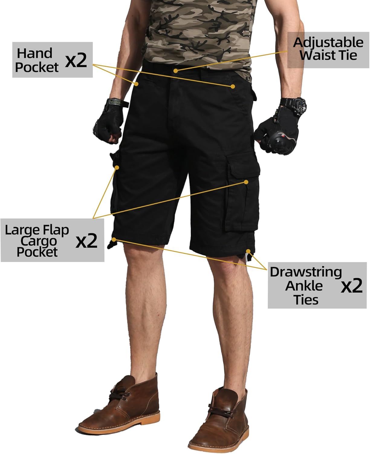 Camo Cargo Shorts for Men Cotton Casual Wild Outdoor Work Relaxed Fit Shorts with Multi-Pockets - Image 3