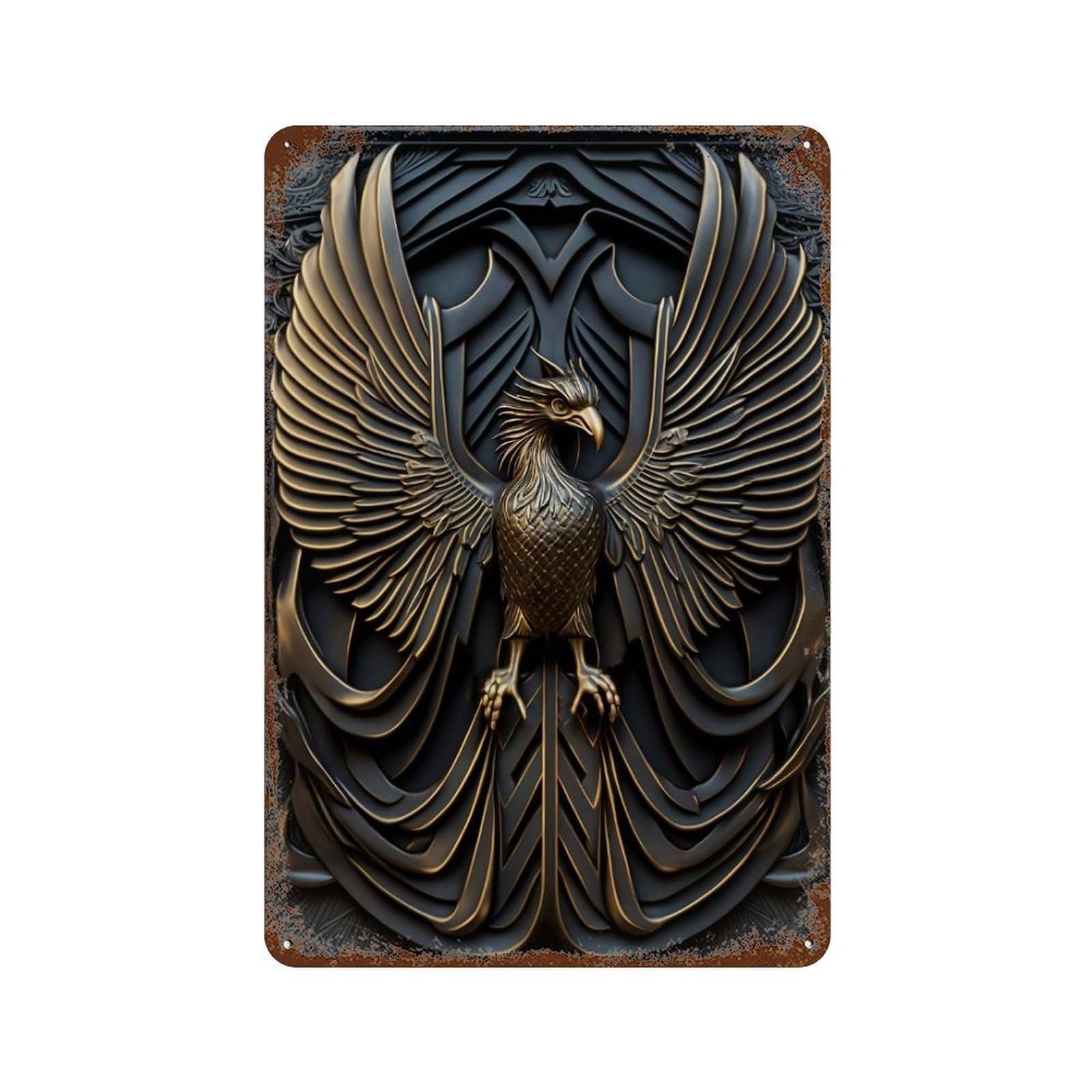 Phoenix Gold Decor 11.8"x7.9" Weathered Tin Sign, Rustic Home Decor for Living Room, Hallway And Home Decor
