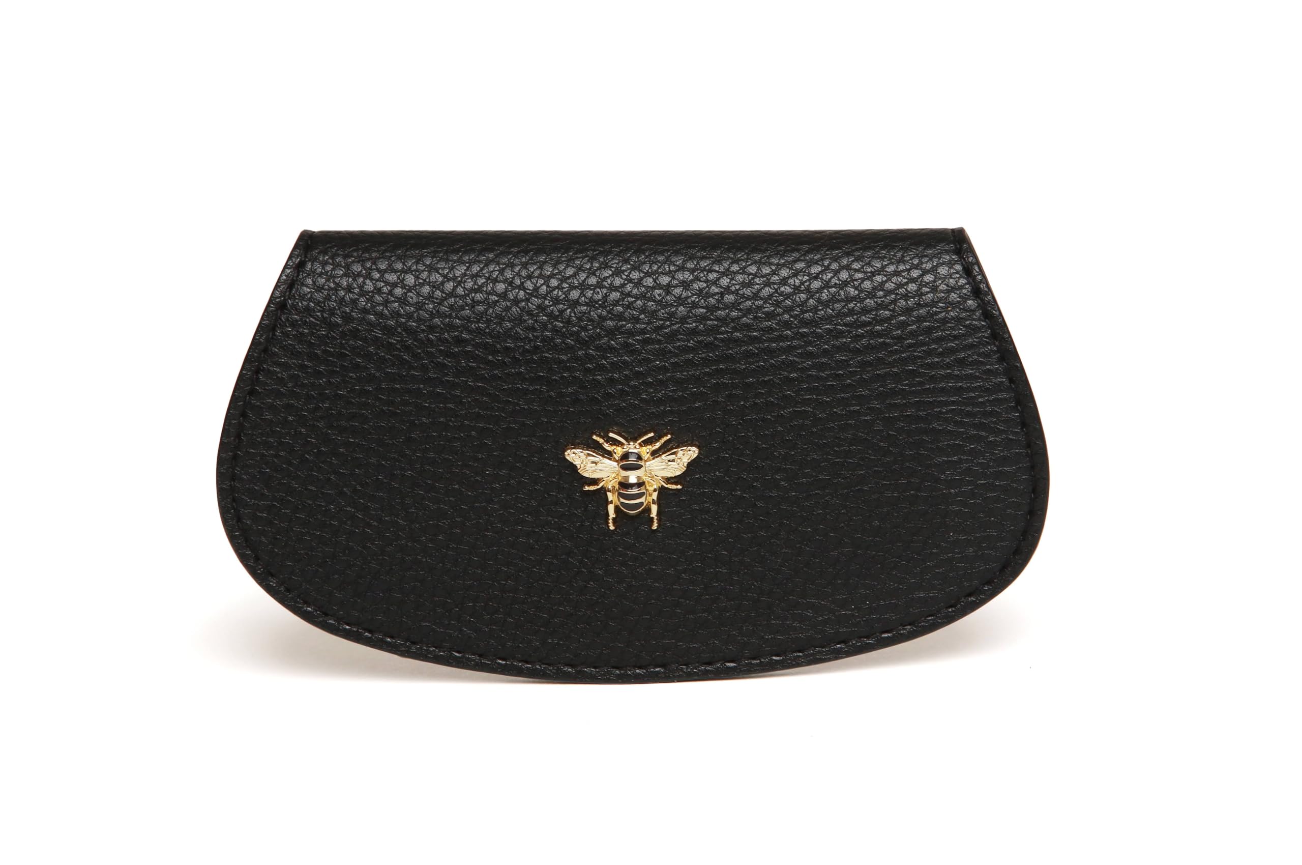 Alice Wheeler Bumble Bee Glasses Case – Vegan Leather Exterior, Velvet Interior – Protective Eyewear Holder – 13.5 x 7.5 cm – Black