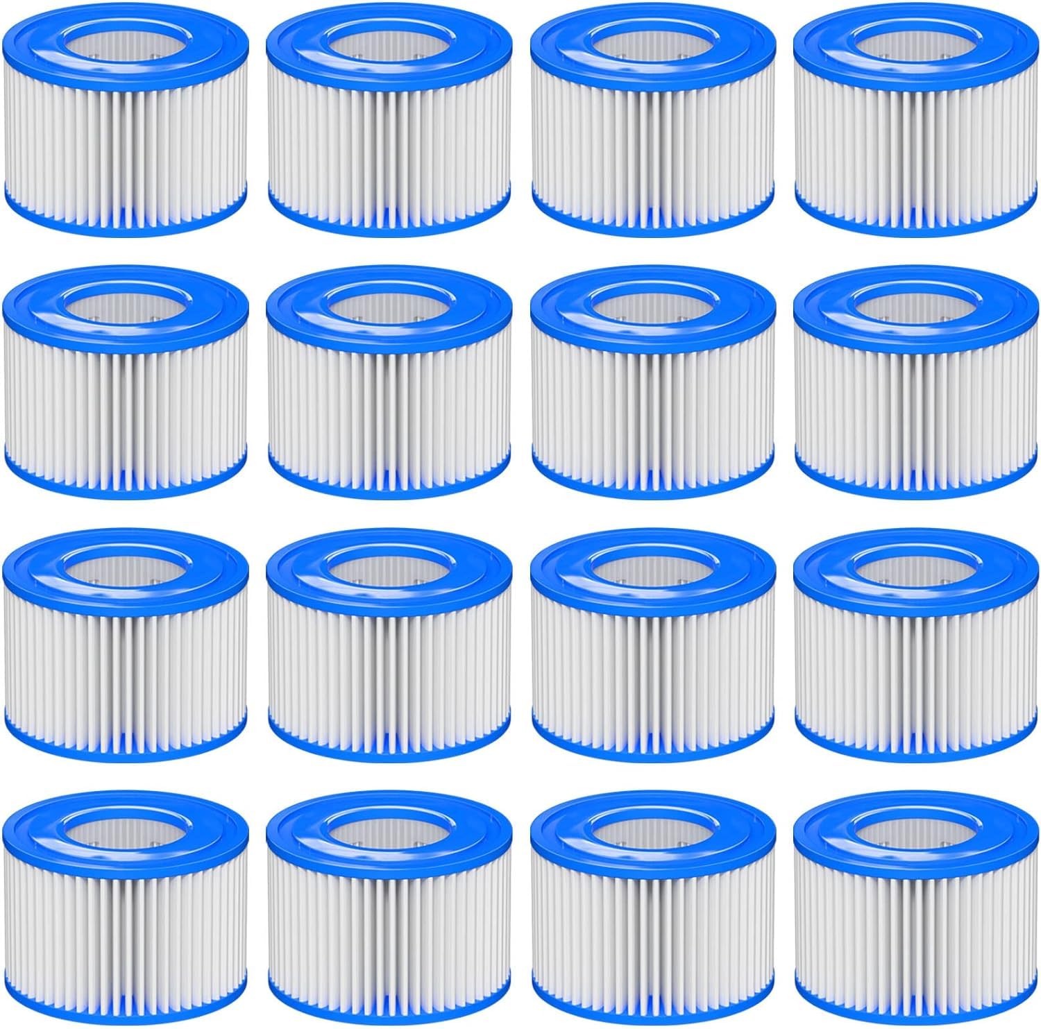 Filtr VI do basenu, 16 wkładów filtrujących VI do Bestway Miami, Monaco Lay-Z-Spa, Vegas, Palm Springs, Flowclear Pool Filter zastępuje oryginalny wkład 58323
