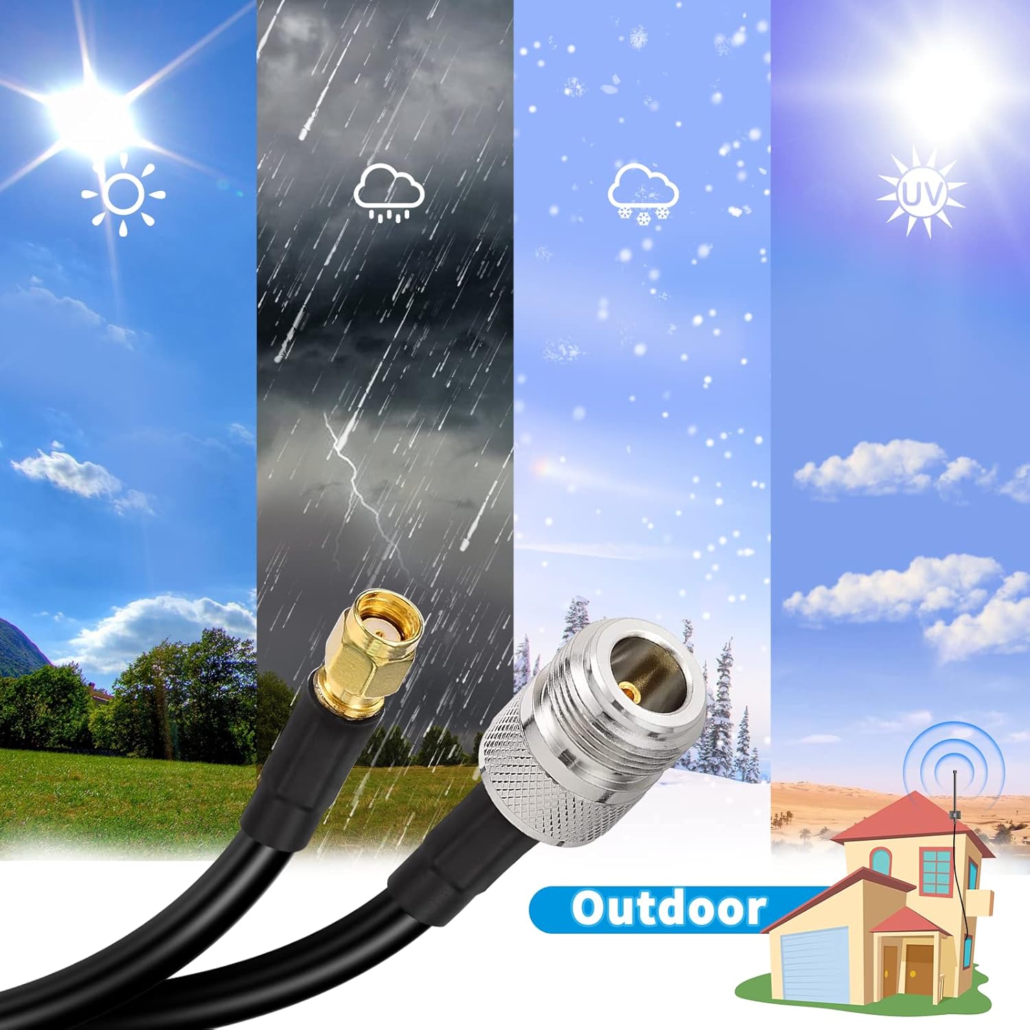 Superbat N to RPSMA Cable, Low Loss RG8x Cable 50ft, Type N Female to RPSMA Male Cable for Bobcat HNT Helium Miner Hotspot Gateway Lora Antenna etc.