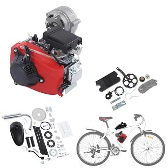 53CC 4-Stroke Motor Engine, 1.5kW Gas Petrol Bike Engine Motor Kit with Air-Cooling, Motorized Bicycle Kit for Adult Bikes, Mountain Bikes, Road Bikes