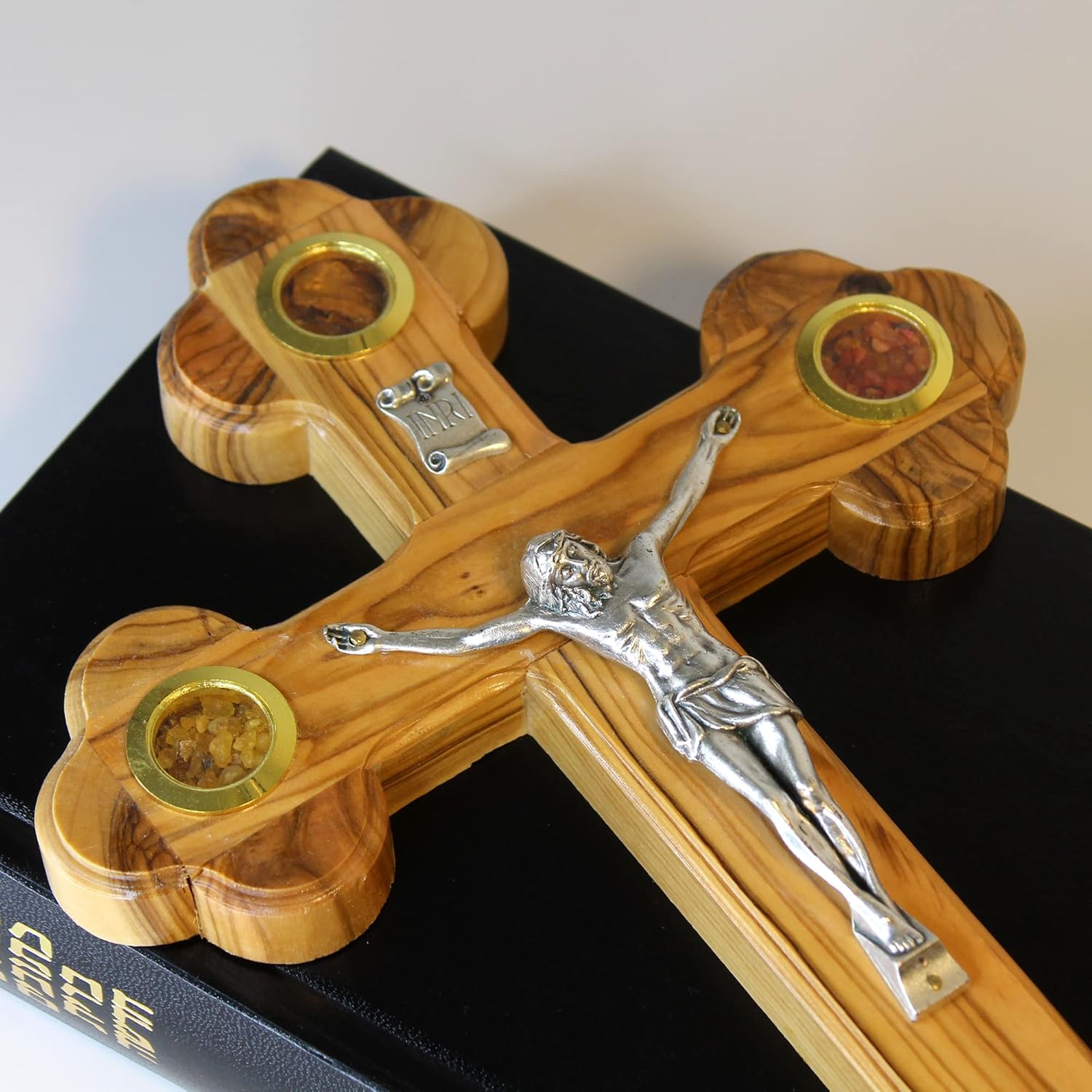 Olive Wood Wall Cross Jesus Catholic Crucifix, Blessing Holy Cross Handmade In Jerusalem The Holy Land