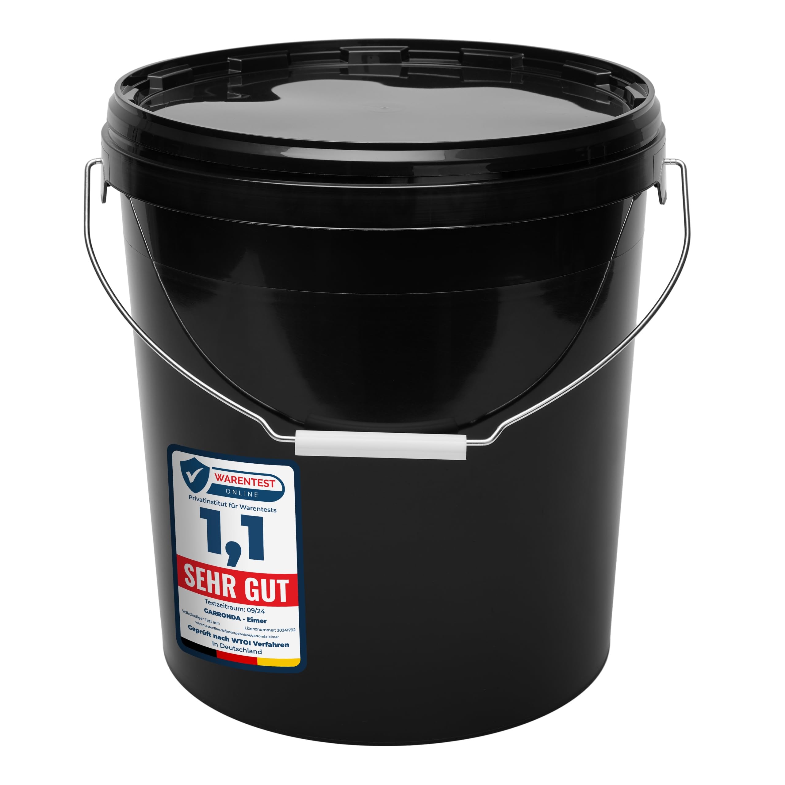 Garronda Cubo Tapa 30 L Asa Metálica 20 Piezas Negro GD-0104 | Para el Almacenamiento de Alimentos y Productos Químicos