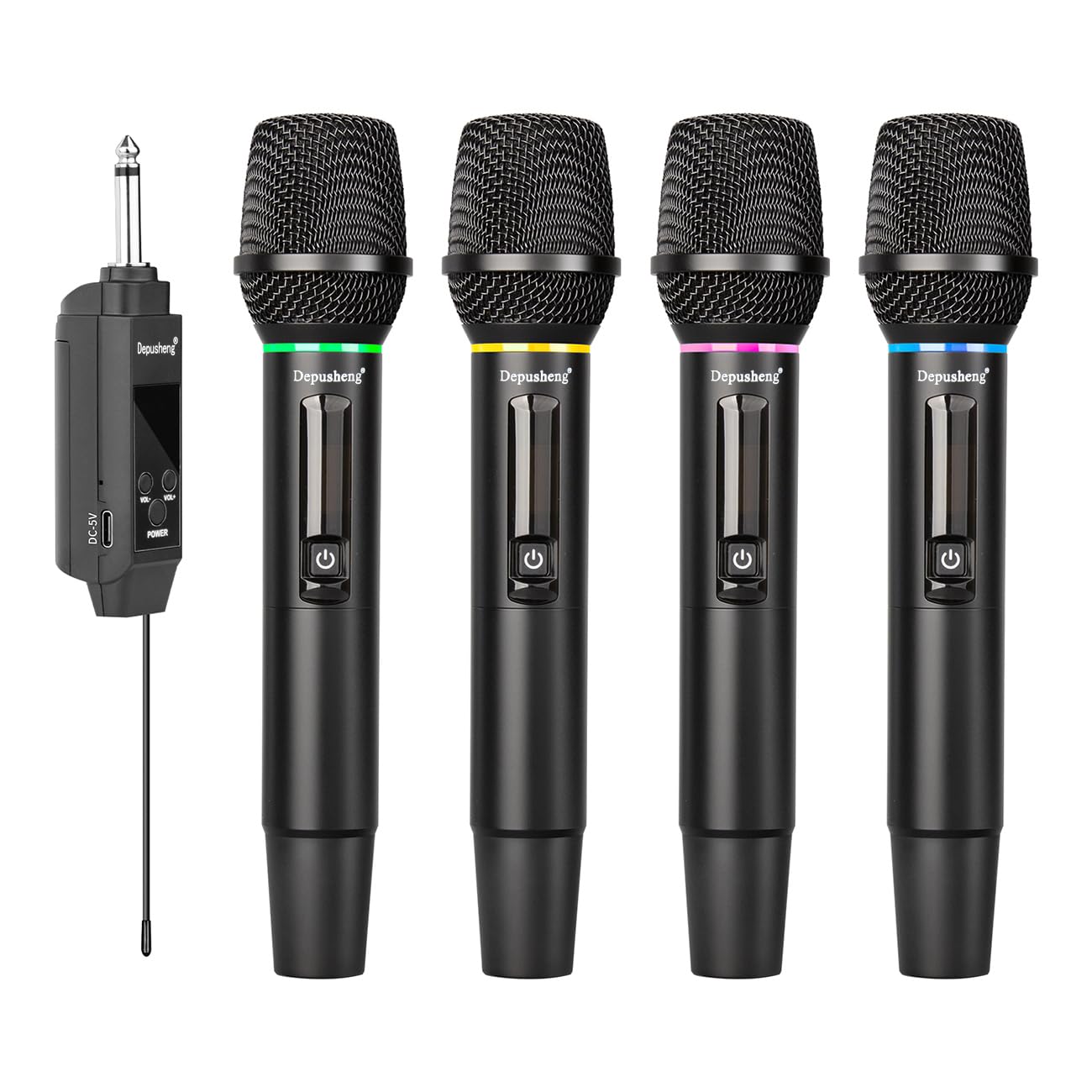 Depusheng Micrófono inalámbrico S2, micrófono dinámico de Mano, micrófono de Karaoke con Receptor Recargable para Bodas, Iglesias y Clubes