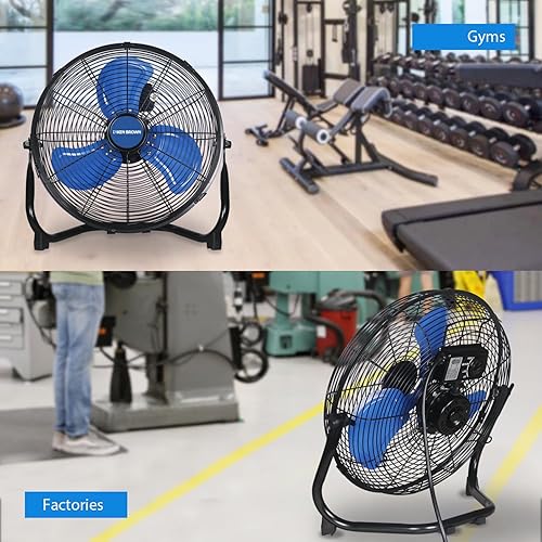 Miniatura 6 de KEN BROWN Ventilador de piso de alta velocidad de 14 pulgadas, 3 velocidades, ajustable de 360, inclinación potente flujo de aire para el hogar, uso