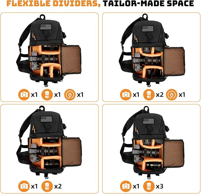 Bolso bandolera para cámara impermeable con compartimentos ajustables miniatura 4