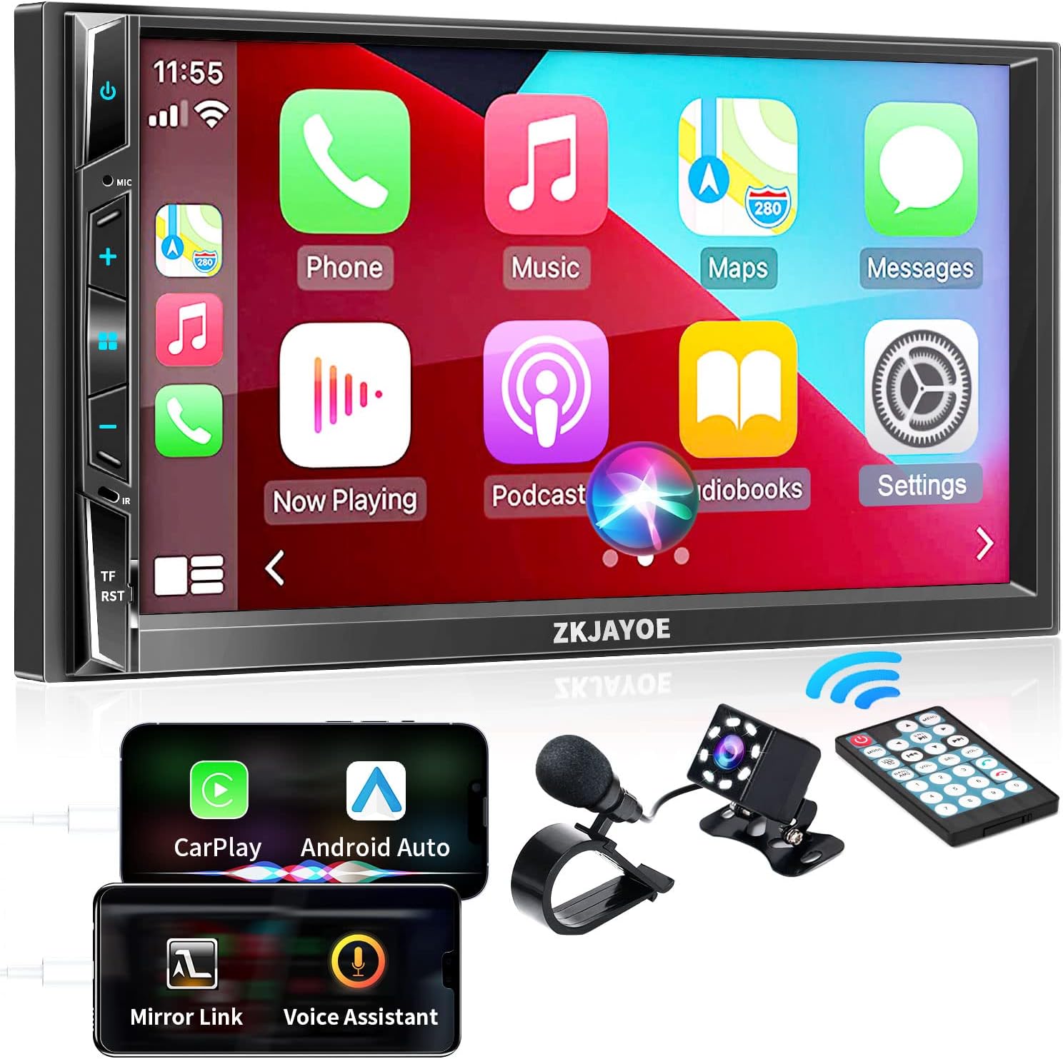 DoppelDINAutoradio, kompatibel mit Apple CarPlay und Android Auto und