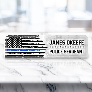 VWAQ Personalized Police Officer Name Plate for Desk - Clear Acrylic Glass Art - Customized Office Decor Nameplate Sign - Personalized Gift - ACS89 (Black)
