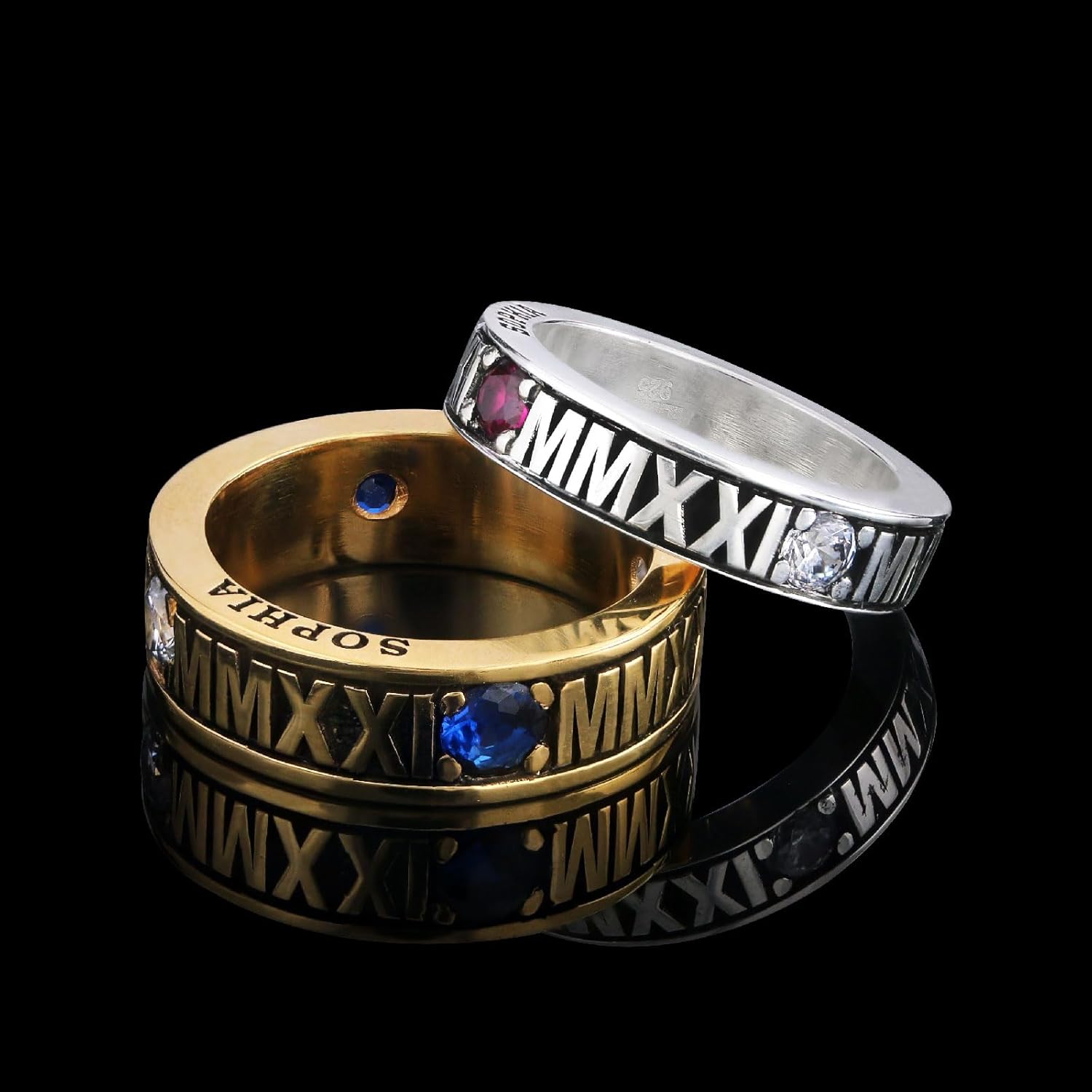 Roman Numeral Class Ring, Class Band Ring, Personalized School Ring, Customized Class Ring