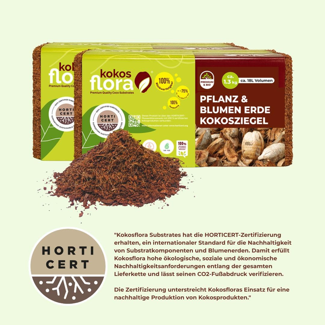 90L Kokoserde Ziegel 10 x 650g - Natürlich &Torffrei kokosfasern für Pflanzen Ideal für Innen und Außen - Topfpflanzen, Zimmerpflanzen, Balkonkästen, Gartenbeete.