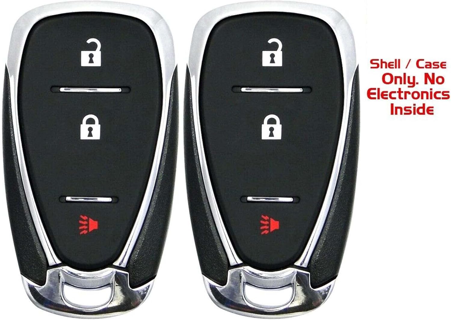 Lot 2X New Replacement Keyless Key Shell CASE Fob Compatible with & Fit for Select Chevrolet Vehicles - (No Electronics or Chip Inside)