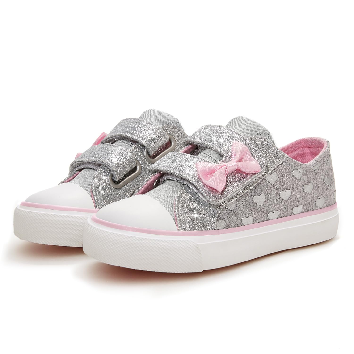 Weestep Toddler Girl Glitter Sneakers Lightweight Sparkle Slip On Canvas Shoes