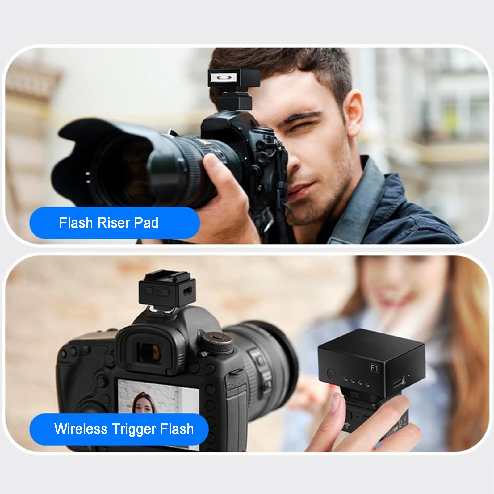 Mini Trigger Flash Wireless 2.4G, Trasmettitore E Ricevitore per Trigger Flash, Adattatore per Rialzo a Slitta, Ricaricabile, per Fotocamere DSLR, Controllo Completo della Luce
