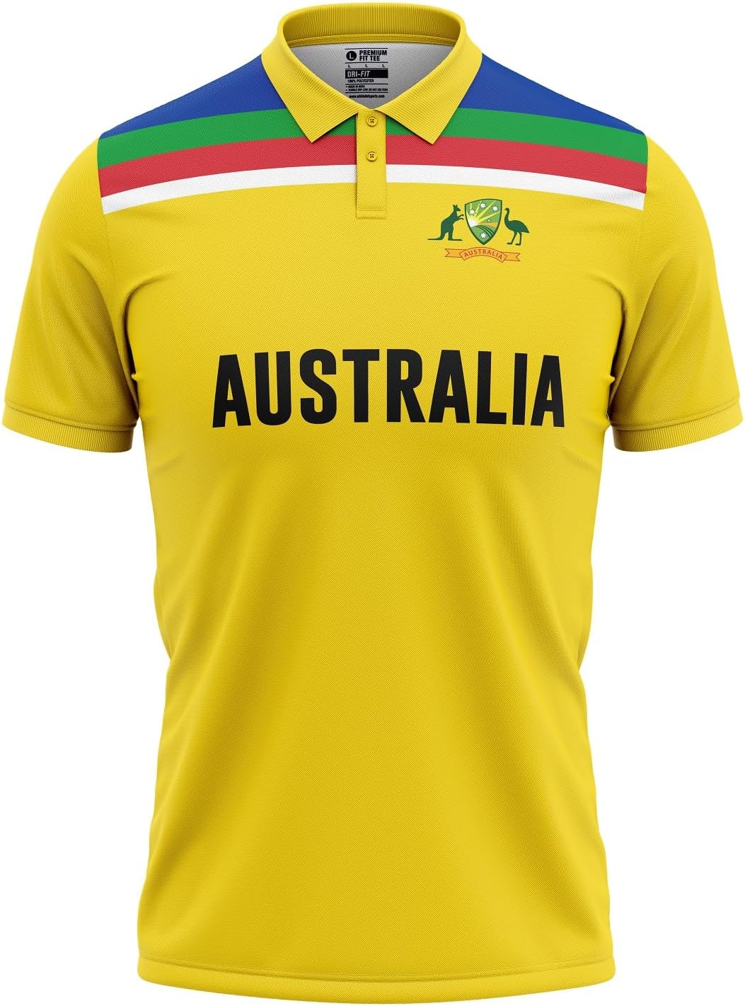 Australia Retro 1992 ICC Cricket World Cup Fan Jersey - 100% Dryfit Polyester (1992 - Large-42)