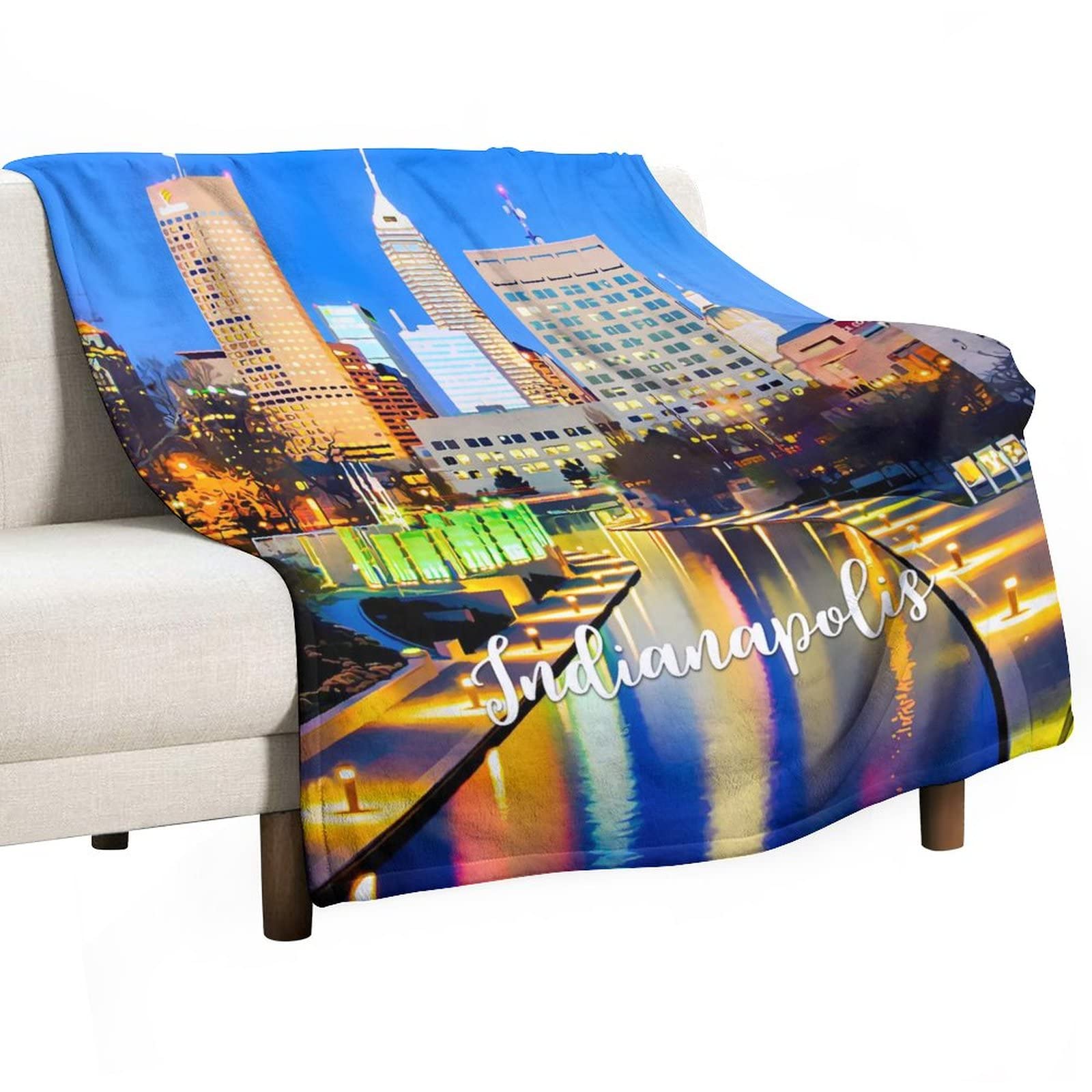 Couverture en peluche Skyline Indianapolis : idée cadeau Noël