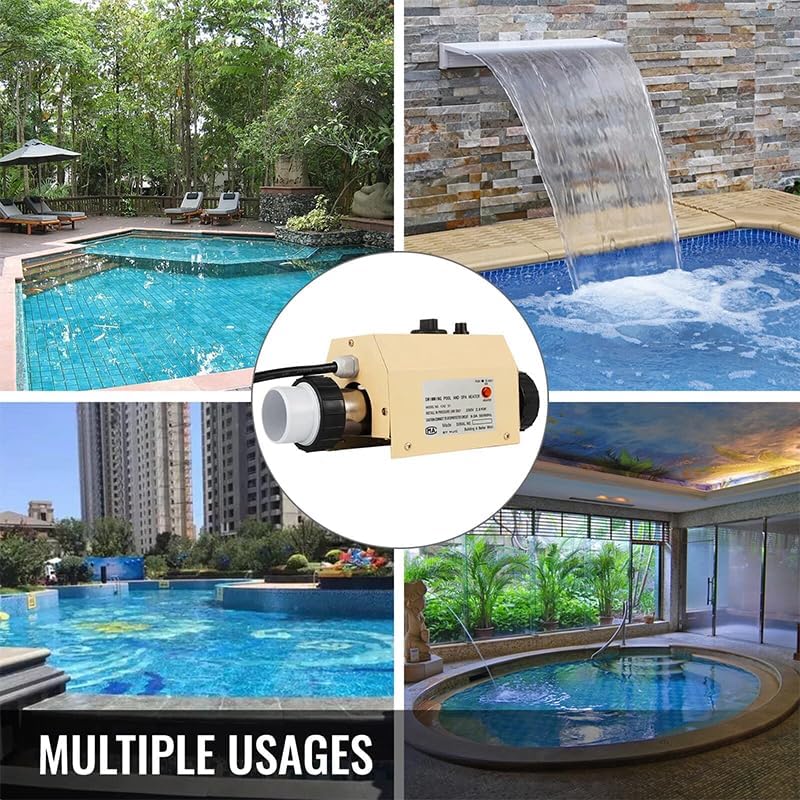 Pool Hot Tub Heater 3KW Electric Water Heater Thermostat for Swimming Pool Bathtub SPA Bath for Massage Hot Tub(3000W)