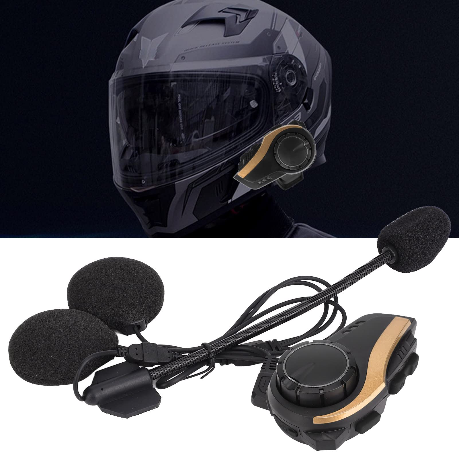 Wakects Casco Moto Bluetooth Auricolare, IP65 Impermeabile (YELLOW)