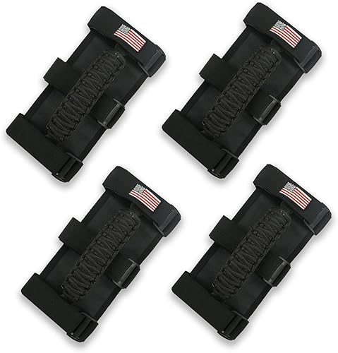 4 asas de agarre de barra antivuelco compatibles con Jeep Wrangler JLU JK JKU TJ YJ LJ JT JL y Gladiator JT 1955-2022 UTV y ATV (negro)